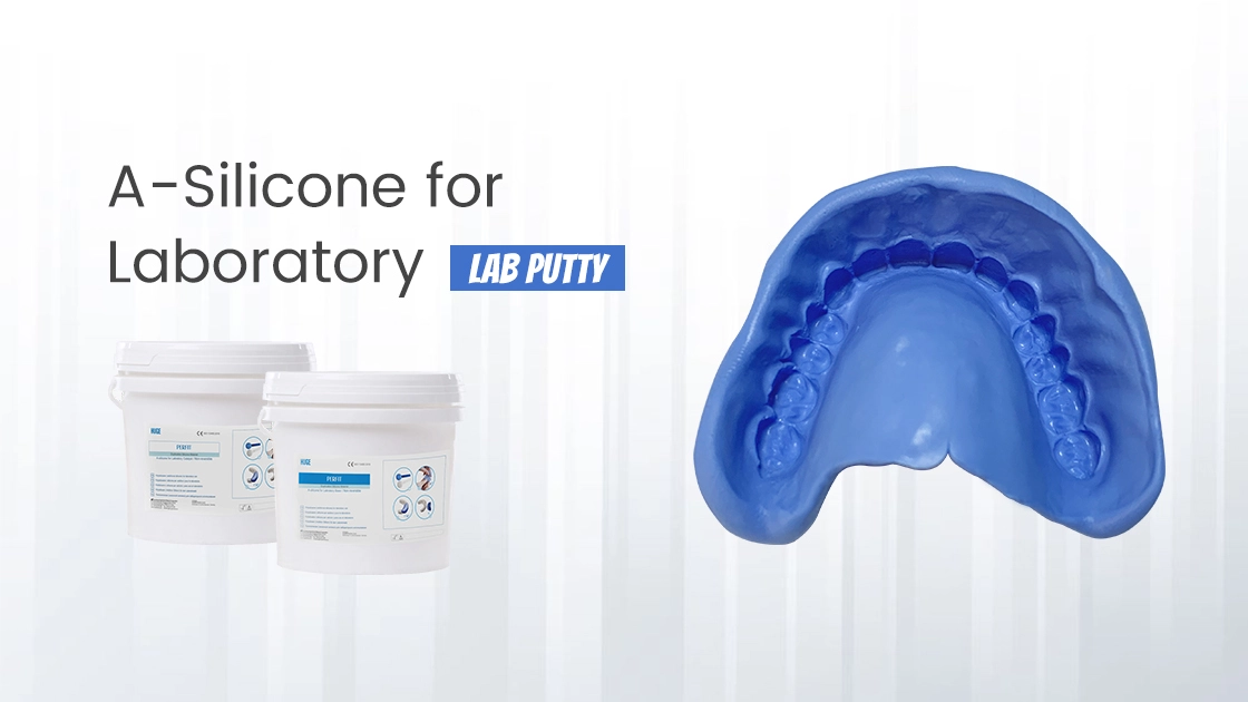 Restauração completa fácil e precisa da dentadura com silicone novo enorme do laboratório